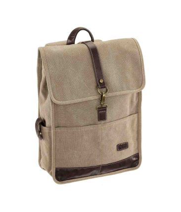 Σακίδιο Πλάτης RCM 17546 Μπεζ Canvas Cotton Washed με Μεταλλικές Λεπτομέρειες