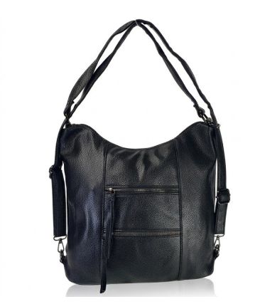 Μεγάλη Γυναικεία Τσάντα Ώμου & Χιαστί LOUIS TIMI 2929-Black από PU Δέρμα (35x35cm) με Πολλαπλές Θήκες