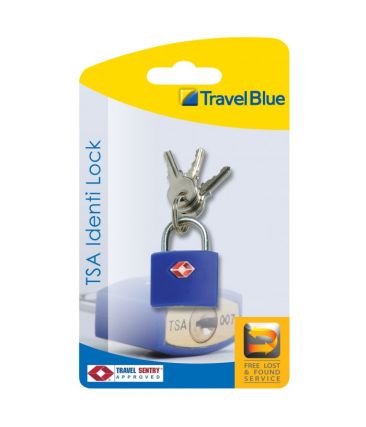 Λουκέτο Βαλίτσας με Κλειδί Travel Blue 027 Μπλε Ορειχάλκινο 40mm – Πιστοποίηση TSA Υψηλής Ασφάλειας