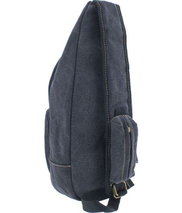 Τσαντάκι Χιαστί / Στήθους RCM 950728 Μαύρο Crossbody Casual, από Ύφασμα Καμβά με Πολλαπλές Θήκες