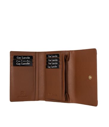 Premium Γυναικείο Δερμάτινο Πορτοφόλι Guy Laroche 24713 Καφέ (Compact 14.5cm |8 Κάρτες& 4 Θήκες Εγγράφων)