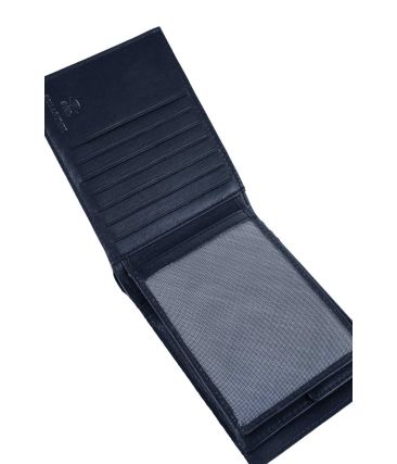Δερμάτινο Ανδρικό Πορτοφόλι Guy Laroche 37800 Μπλε | RFID Προστασία & 7 Θέσεις Καρτών με 2 Διαφάνειες