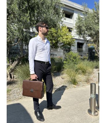 Δερμάτινος Επαγγελματικός Χαρτοφύλακας / Τσάντα Cardinal 324 Καφέ – Κλασικό Στυλ Χιαστί & Ώμου