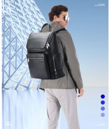 Δερμάτινο Ανδρικό Σακίδιο Πλάτης BOPAI 61-122431 Μαύρο 25L | Θήκη Laptop 15.6″ | Soft Flannel Προστασία