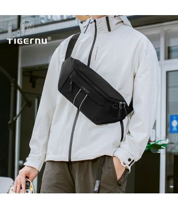 Τσαντάκι Μέσης Tigernu T-S81012 Μαύρο | Με Κλειδαριά & Προστασία RFID | Αδιάβροχο με 2 Τσέπες