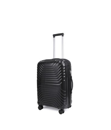 Βαλίτσα Καμπίνας 56.5x37x24.5/29.5 Cardinal 7000 Μαύρο | Χειραποσκευή από Πολυπροπυλένιο με Επέκταση & 4 Διπλά Ροδάκια
