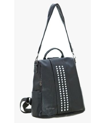 Rock Glam: Γυναικείο Αντικλεπτικό Backpack με Διακοσμητικά Τρουκς & Έξτρα Ιμάντα BARTUGGI 718-5305 Μαύρο