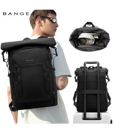 Επαγγελματικό Σακίδιο Πλάτης Roll Top Bange 8109 Μαύρο | Αδιάβροχο 18L | Φοιτητών & Επαγγελματιών