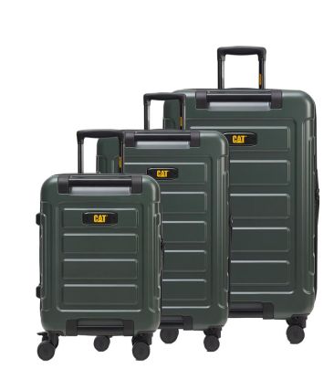 Premium Σετ 3 Βαλίτσες Ταξιδιού Caterpillar 84796-603 Χακί | 100% Polycarbonate | Ανθεκτικές με Διπλά Ροδάκια