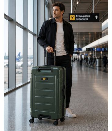Premium Μεγάλη 78x49x31 Βαλίτσα Caterpillar 84796-603 Χακί 111L | 100% Polycarbonate | Ανθεκτική για Έως 32 Κιλά
