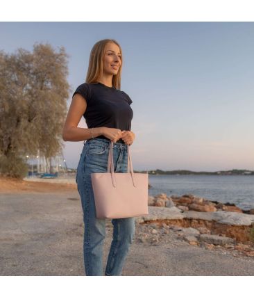 Γυναικεία Τσάντα Ώμου Shopper Pierre Loues 914-62 Ροζ | Ασφαλές Φερμουάρ & Ιμάντες Microfiber | Απόλυτη Οργάνωση & Στυλ