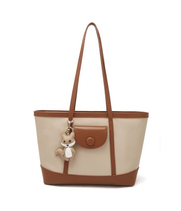 Γυναικεία Τσάντα Shopper Ώμου Foxer 9151041F Μπέζ/Καφέ | Μεγάλη Χωρητικότητα Με Διπλό Κλείσιμο | Έξυπνη Οργάνωση & Στυλ