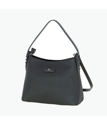 Γυναικεία Τσάντα Ώμου BARTUGGI 718-112753-Black με Ριγέ Pattern (27×22×12 cm)