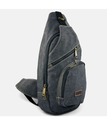 Τσαντάκι Χιαστί / Στήθους RCM 950728 Μαύρο Crossbody Casual, από Ύφασμα Καμβά με Πολλαπλές Θήκες