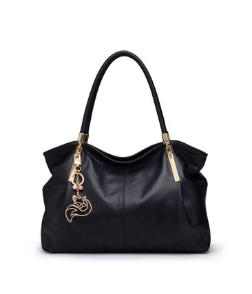 Δερμάτινη Γυναικεία Τσάντα Shopper ‘Ωμου Foxer 958136F μαύρο
