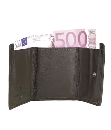 Μικρό Δερμάτινο Πορτοφόλι GINIS CG-406 Λαδί – RFID Προστασία – Με Θήκη για Χαρτονομίσματα & Κέρματα