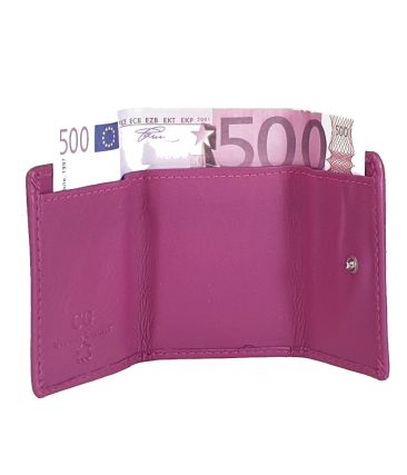 Μικρό Δερμάτινο Πορτοφόλι GINIS CG-406 Ροζ – RFID Προστασία – Με Θήκη για Χαρτονομίσματα & Κέρματα