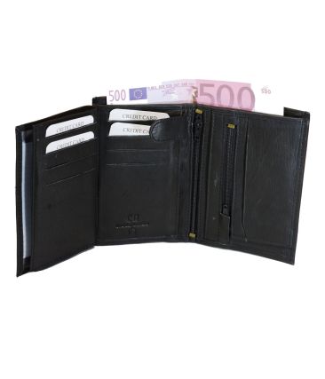 Ανδρικό Δερμάτινο Πορτοφόλι GINIS CG-120 Μαύρο με RFID Προστασία & 9 Κάρτες