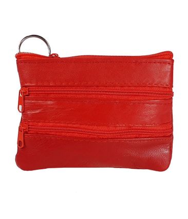 Δερμάτινη Κλειδοθήκη / Κερματοθήκη Mojo L462 Κόκκινο – Γνήσιο Δέρμα με 3 Θήκες & Μεταλλικό Κρίκο