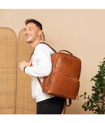 Δερμάτινο Σακίδιο Πλάτης Chesterfield Lennox C58.071131 Κονιάκ – Πολυτελές Laptop 15,6'' Backpack