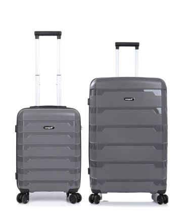 Σετ 2 Βαλίτσες (Καμπίνας & Μεσαία) Seagull SG180 Γκρι | Άθραυστο Πολυπροπυλένιο, με Επέκταση & Ρόδες