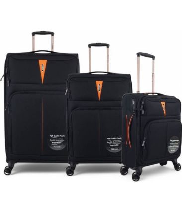 Σετ Βαλίτσες Τριάδα Υφασμάτινες (S, M, L) Diplomat Venice ZC6101 Μαύρο | Premium με Επέκταση & Διπλές Ρόδες