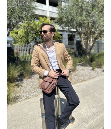 Δερμάτινο Ανδρικό Τσαντάκι Ώμου Bull Captain DJB 037 Καφέ | Slim Vintage Σχέδιο για Κινητό & Πορτοφόλι