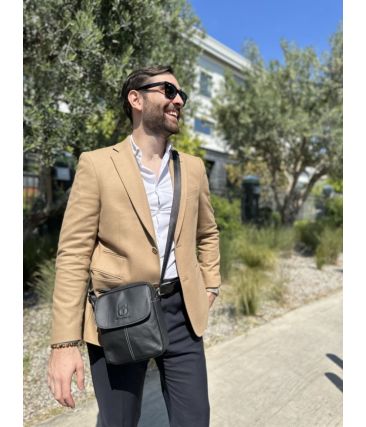 Δερμάτινο Δερμάτινο Τσαντάκι Ώμου Bull Captain DJB 07 Μαύρο | Vintage Δέρμα 3L & 4 Εξωτερικές Θήκες