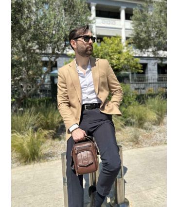 Δερμάτινο Ανδρικό Τσαντάκι Ώμου Bull Captain DJB 777 Καφέ | Δέρμα Διετούς Παλαίωσης με 4 Εξωτερικές Θήκες