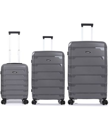 Σετ Βαλίτσες Τριάδα (S, M, L) Seagull SG180 Γκρι – Άθραυστο Πολυπροπυλένιο με Επέκταση & 4 Ρόδες