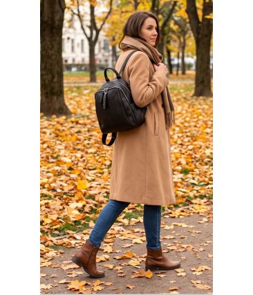 Πολυχρηστική Δερμάτινη Τσάντα ACROSS 21-69 (Backpack & Ώμου) Μαύρο