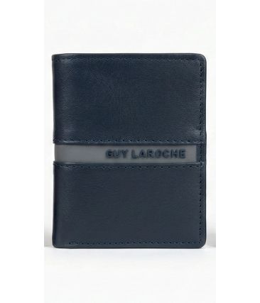 Μικρό Δερμάτινο Πορτοφόλι Όρθιο Guy Laroche 38505 Dark Blue | Slim, RFID Προστασία & 9 Κάρτες