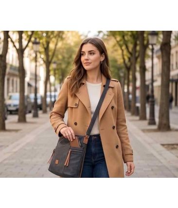 Γυναικεία Τσάντα Ώμου AMALIA 9055 από Συνθετικό Suede Μαύρο (29x27x10cm) με Δύο Χώρους