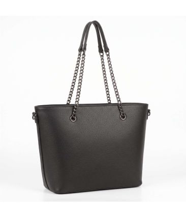 Γυναικεία Μεγάλη Τσάντα Ώμου / Shopper με Αλυσίδα AMALIA 88073 PU Leather (42x29x14cm) Μαύρη