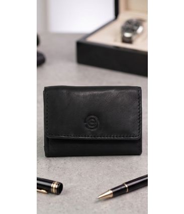 Μικρό Δερμάτινο Πορτοφόλι GINIS CG-109 Μαύρο – RFID Προστασία & Θήκη Κερμάτων