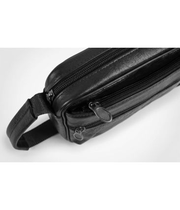 Premium Ανδρικό Δερμάτινο Τσαντάκι Χειρός Across 0387 Μαύρο | Smart Casual με 4 Θήκες για Κινητό & Κλειδιά
