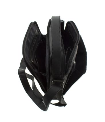 Ανδρικό Δερμάτινο Τσαντάκι Ώμου RCM H14 Μαύρο – Wax Pull Up με 3 Ανεξάρτητους Χώρους & Premium Ποιότητα
