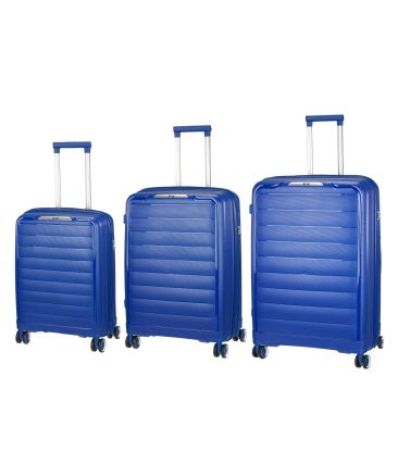 Σετ Βαλίτσες RCM 225-SET3 Μπλε 55+64+76cm - Πολυπροπυλένιο με Επέκταση & TSA Κλειδαριά