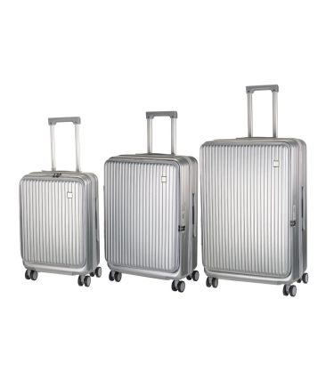 Σετ 3 Βαλίτσες RCM 501-SET3 Ασημί 55+64+74εκ – Ανθεκτικές Πολυκαρμπονικό με 4 Ρόδες & Θήκη Ποτηριού