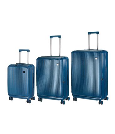 Σετ 3 Βαλίτσες RCM 501-SET3 Μπλε 55+64+74εκ – Ανθεκτικές Πολυκαρμπονικό με 4 Ρόδες & Θήκη Ποτηριού