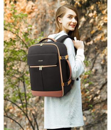 Γυναικείο Σακίδιο Ταξιδίου Καμπίνας 40L Lovevook MB2112 Black/Brown 40lt | Αδιάβροχο & Ελαφρύ, με 3 Packing Cubes