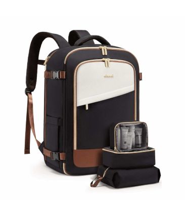 Γυναικείο Σακίδιο Καμπίνας 40L Lovevook MB2165 Black/Beige | Αδιάβροχο με Θύρα USB | Carry-On με 3 Θήκες Οργάνωσης & Παπουτσιών