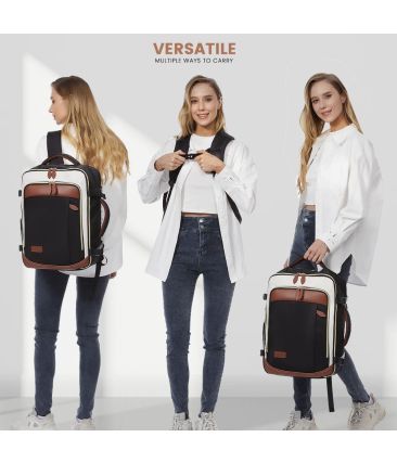 Γυναικείο Σακίδιο Καμπίνας 40L Lovevook MB2213 Black/Beige/Brown | Αδιάβροχο με Θύρα USB | Χειραποσκευή με Άνοιγμα 180° & με 3 Organizer