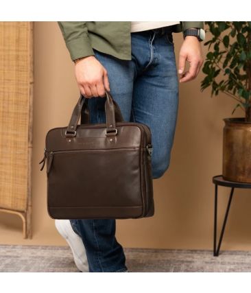 Δερμάτινη Επαγγελματική Τσάντα Chesterfield c40.110601 Καφέ Imperia | Θήκες Οργάνωσης & Wax Pull Up Δέρμα