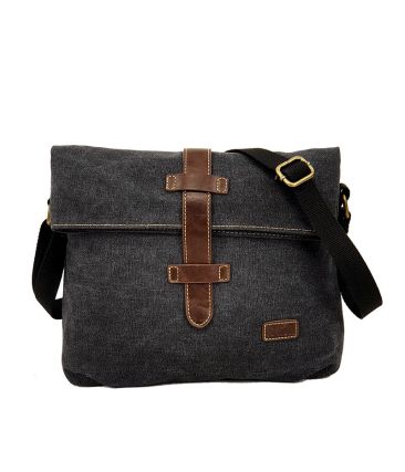 Τσάντα Ώμου Rolltop RCM 17319 Μαύρο – Καμβάς, Πρακτική & Μοντέρνα