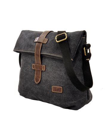 Τσάντα Ώμου Rolltop RCM 17319 Μαύρο – Καμβάς, Πρακτική & Μοντέρνα