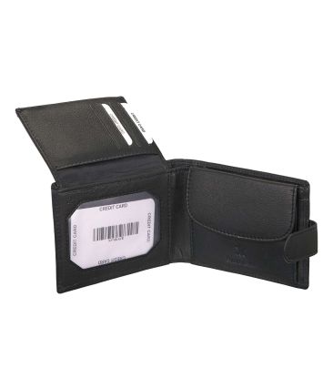 Δερμάτινο Ανδρικό Πορτοφόλι RCM N37 Μαύρο – με RFID Προστασία & Εξωτερικό Κούμπωμα