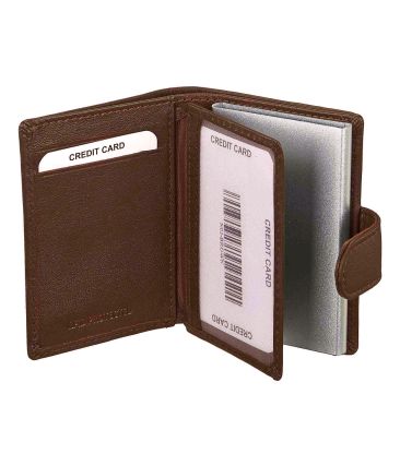 Δερμάτινη Μεταλλική Καρτοθήκη με RFID Προστασία RCM M03 Καφέ