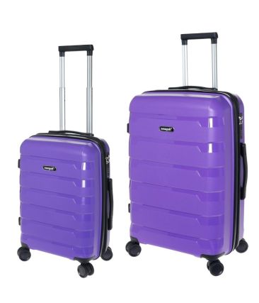 Σετ 2 Βαλίτσες (Καμπίνας & Μεσαία) Seagull SG180 Μωβ | Άθραυστο Πολυπροπυλένιο, με Επέκταση & Ρόδες