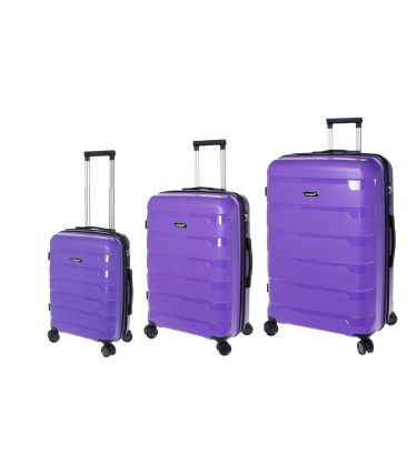 Σετ Βαλίτσες Τριάδα (S, M, L) Seagull SG180 Μωβ – Άθραυστο Πολυπροπυλένιο με Επέκταση & 4 Ρόδες